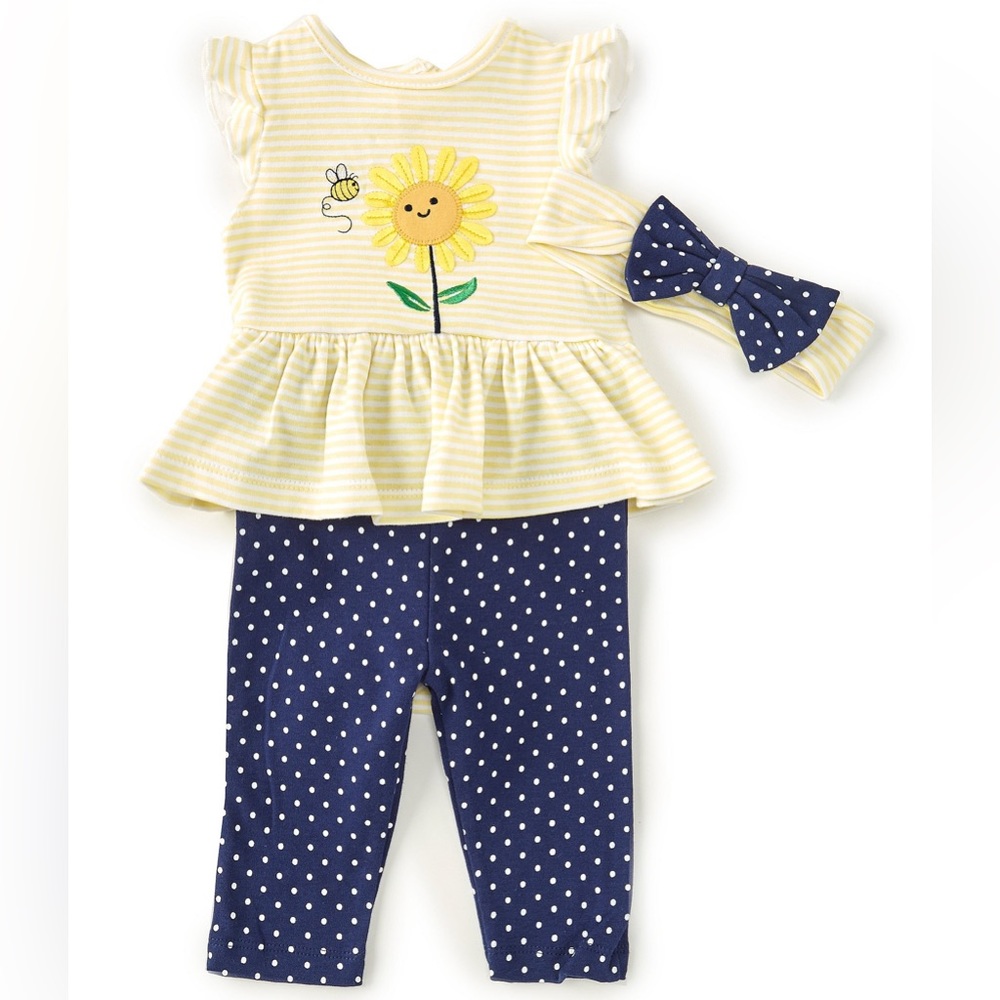 NWT! Little Me Three Piece Sunflower Set